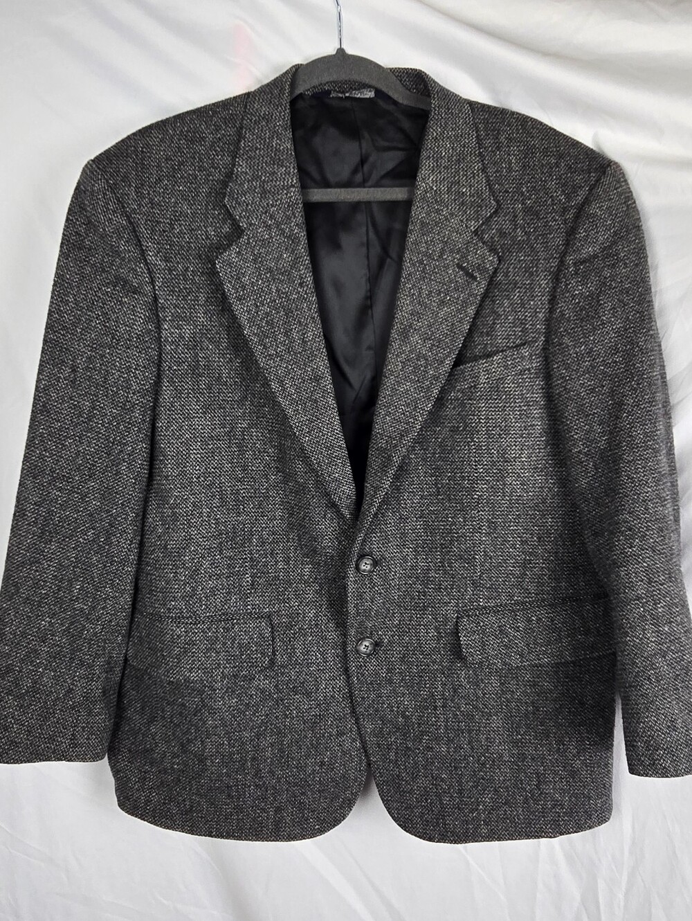 Lands' End Wool Lambswool Tweed Gray Sport Coat Blazer Jacket sz 42 Short
